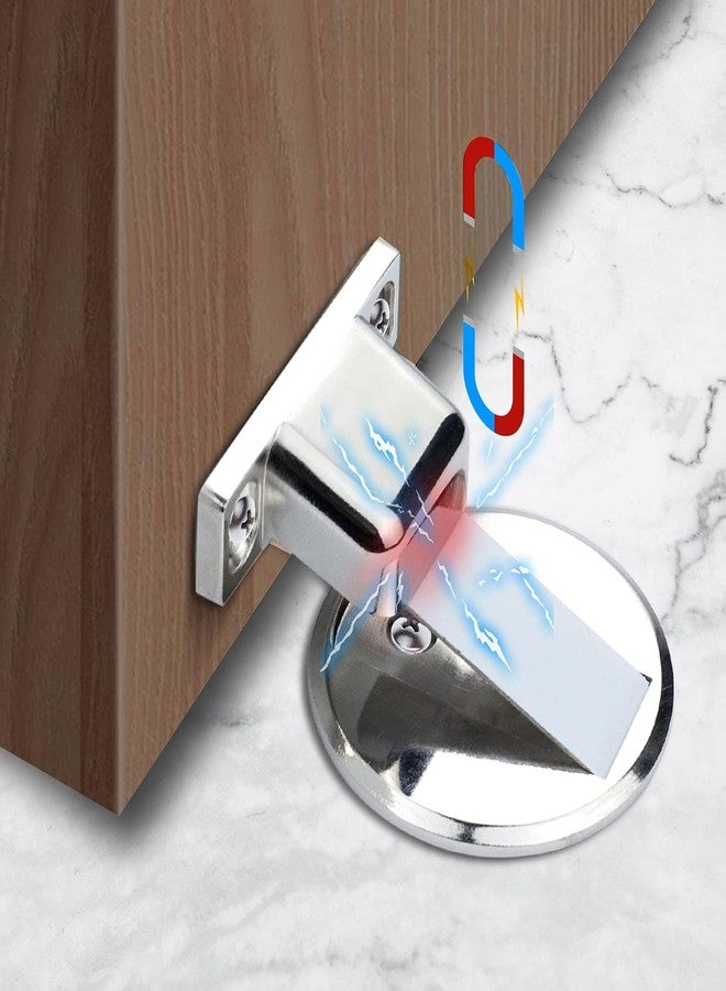 Shrux Stainless Steel Magnetic Floor Mount Door Stopper for Home/Office/Shop/Restaurant Door Catcher | Non Drill Self Adhesive Door Stopper Magnetic Door Holder for high Wind Areas- 1Pcs - Image 1
